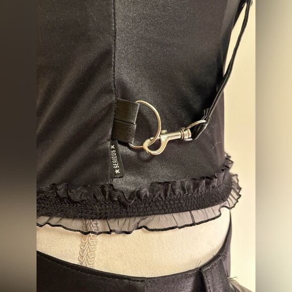 Vintage Y2K Serious LA Black Bondage Top and Skirt Set Sz Small - Picture 5 of 14
